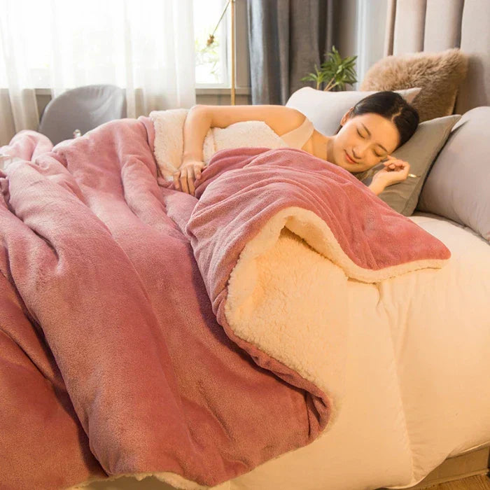 Stornfield | CozyNest Reversible Wool Blanket – Flannel & Cashmere Warm Blanket for Winter