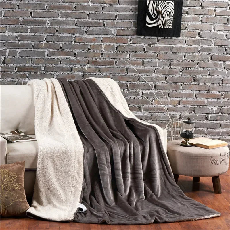 Stornfield | CozyNest Reversible Wool Blanket – Flannel & Cashmere Warm Blanket for Winter