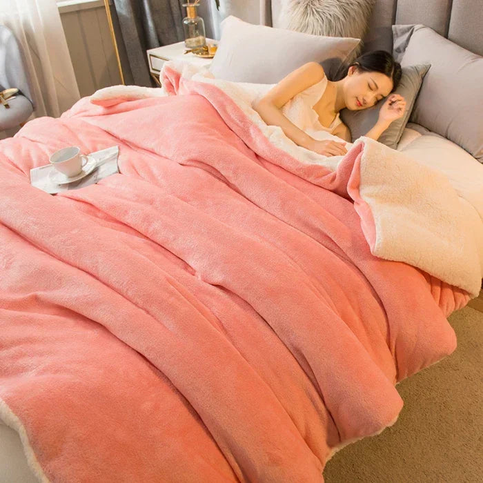 Stornfield | CozyNest Reversible Wool Blanket – Flannel & Cashmere Warm Blanket for Winter