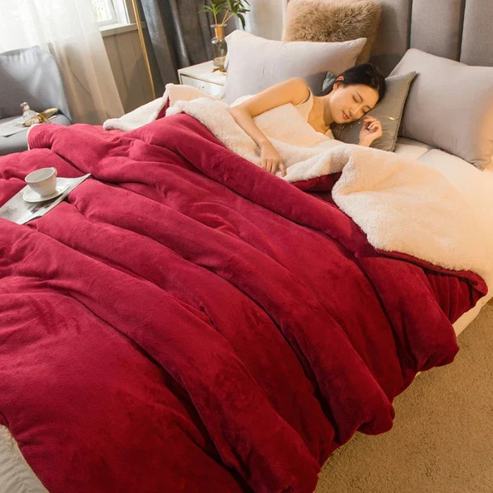 Stornfield | CozyNest Reversible Wool Blanket – Flannel & Cashmere Warm Blanket for Winter