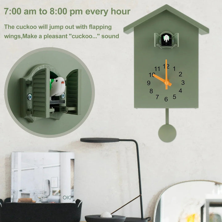 Stornfield | Horloge coucou Horloge son coucou avec balancier Horloge coucou délicate à batterie pour décoration de salon