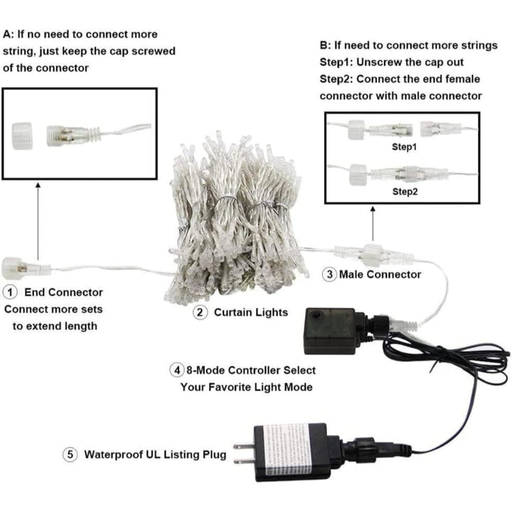 Stornfield | Curtain Lights with Modes and Waterproof Design