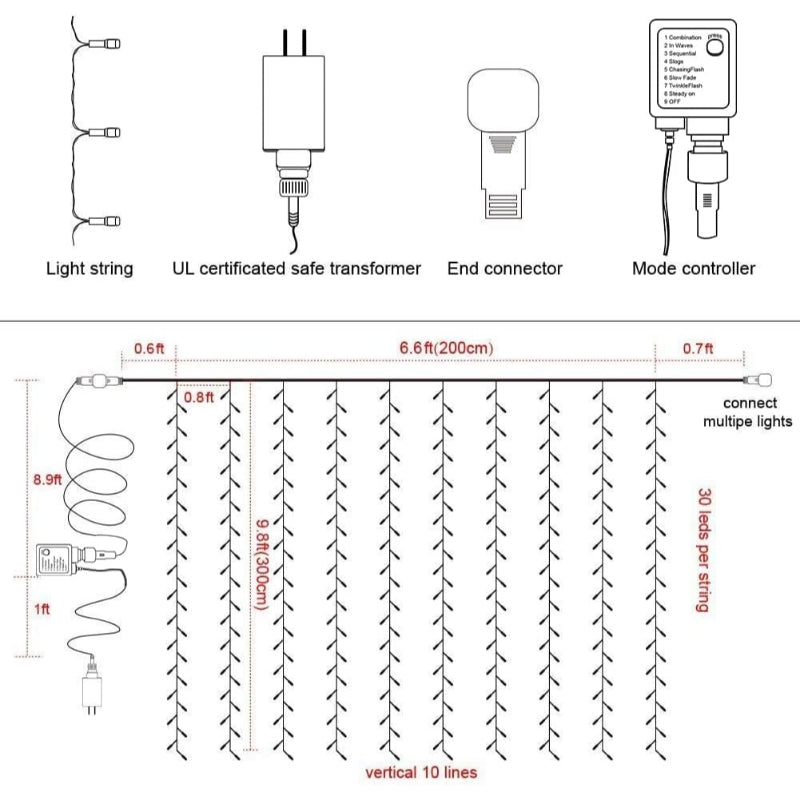 Stornfield | Curtain Lights with Modes and Waterproof Design