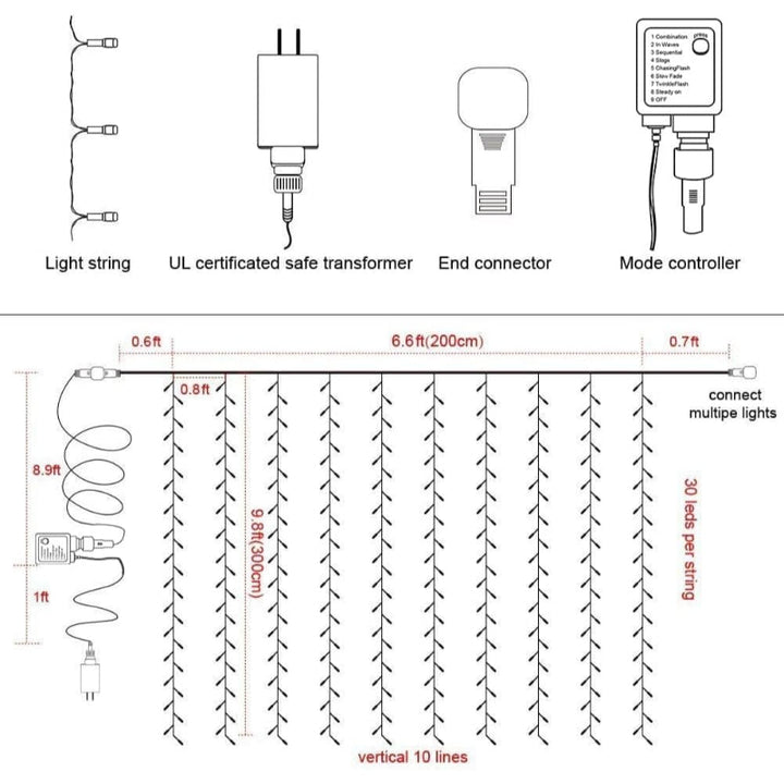 Stornfield | Curtain Lights with Modes and Waterproof Design