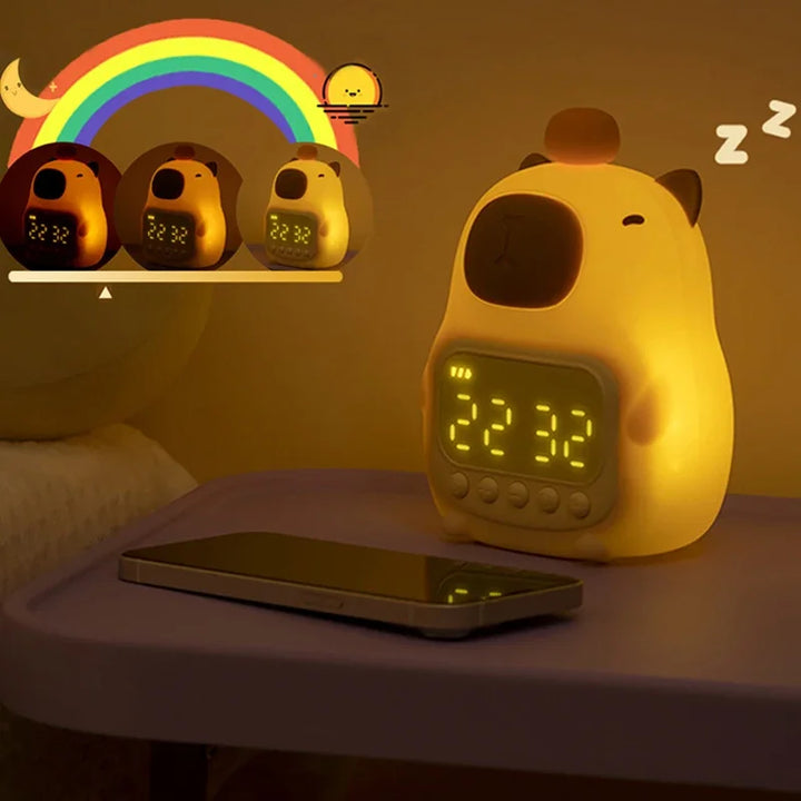 Stornfield | Capybara Clock Lamp - Rechargeable Digital Alarm Clock with Night Light & Touch Snooze Function