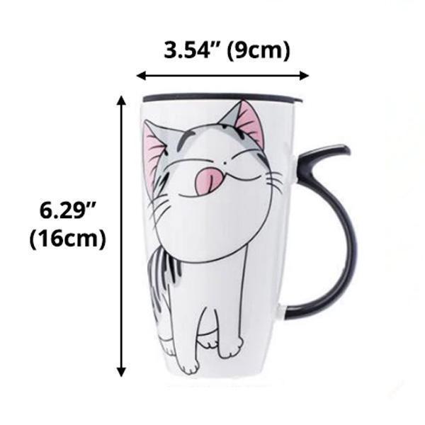 Cute Cat Ceramic Mug with Cover Lid | Stornfield