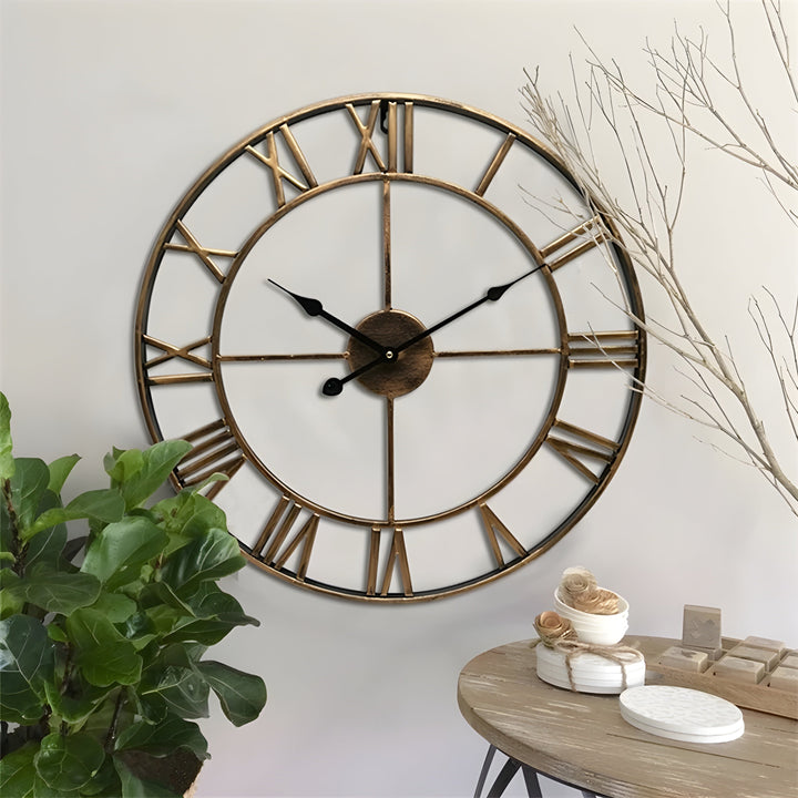 Roman Numerals Iron Art Hanging Clock Silent Design | Stornfield