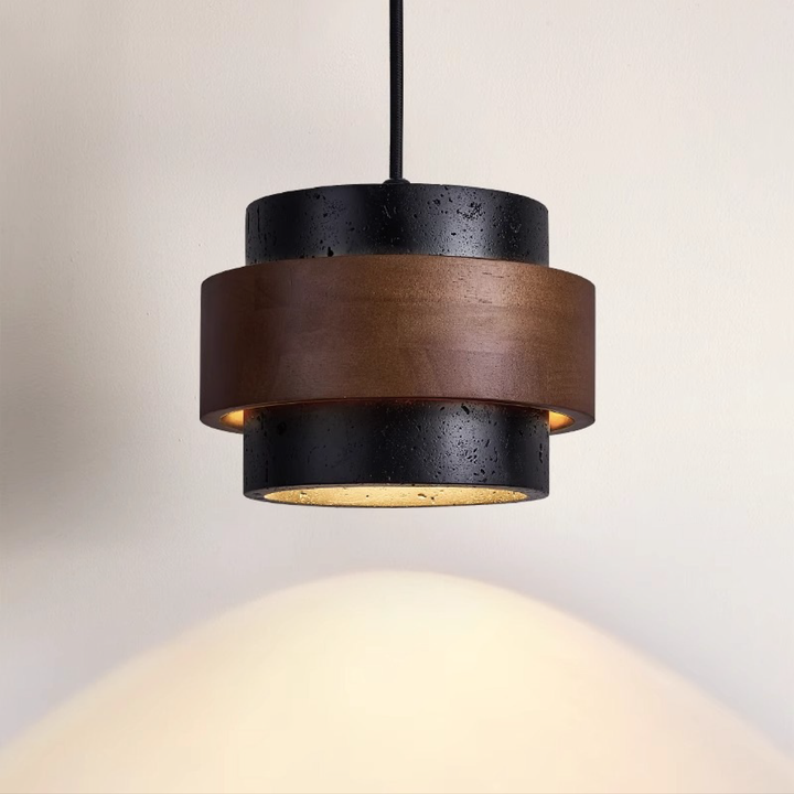 Stornfield | Black Hanging Lamp Travertine with Adjustable Height – Modern Lamp for Living Room and Dining Room above Table