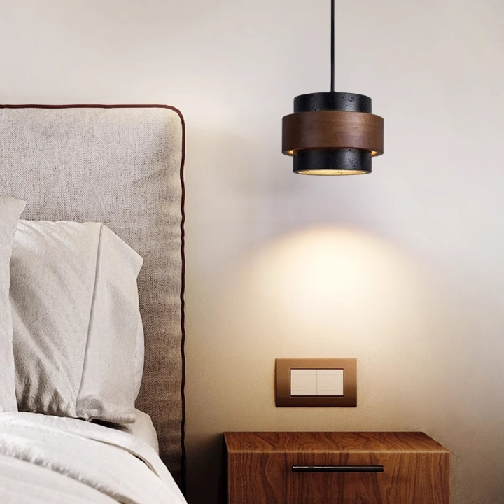 Stornfield | Black Hanging Lamp Travertine with Adjustable Height – Modern Lamp for Living Room and Dining Room above Table
