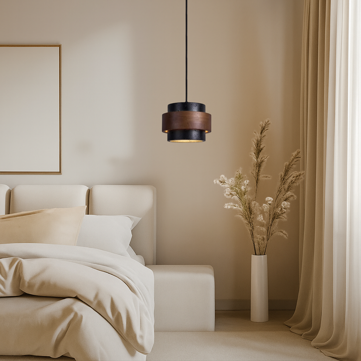 Stornfield | Black Hanging Lamp Travertine with Adjustable Height – Modern Lamp for Living Room and Dining Room above Table