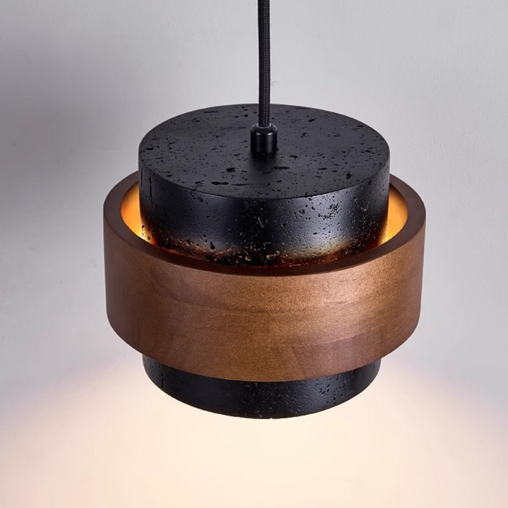 Stornfield | Black Hanging Lamp Travertine with Adjustable Height – Modern Lamp for Living Room and Dining Room above Table