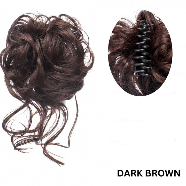 Messy Bun Hair Wavy Curly with Claw Clip Super Natural Look Stornfield