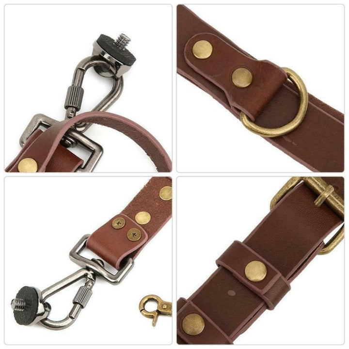 Stornfield | Quick Release Anti-Skid Double Shoulder Leather Camera Strap with Metal Hook for SLR / DSLR Cameras (Brown)