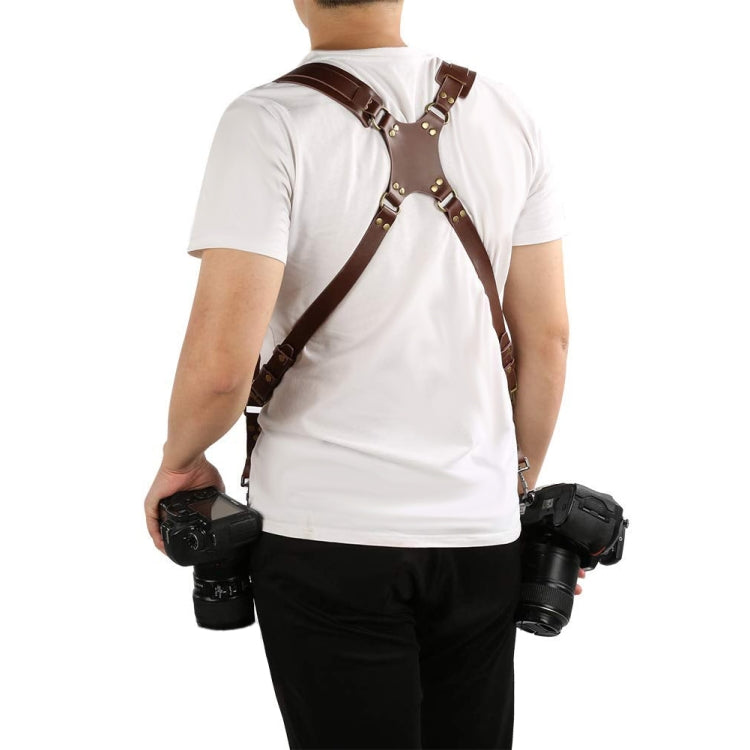 Stornfield | Quick Release Anti-Skid Double Shoulder Leather Camera Strap with Metal Hook for SLR / DSLR Cameras (Brown)