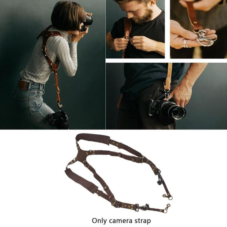 Stornfield | Quick Release Anti-Skid Double Shoulder Leather Camera Strap with Metal Hook for SLR / DSLR Cameras (Brown)