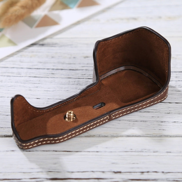 Stornfield | Half-Body PU Leather Camera Base with 1/4 Inch Thread for Sony Alpha 6100 / A6100 (Coffee)
