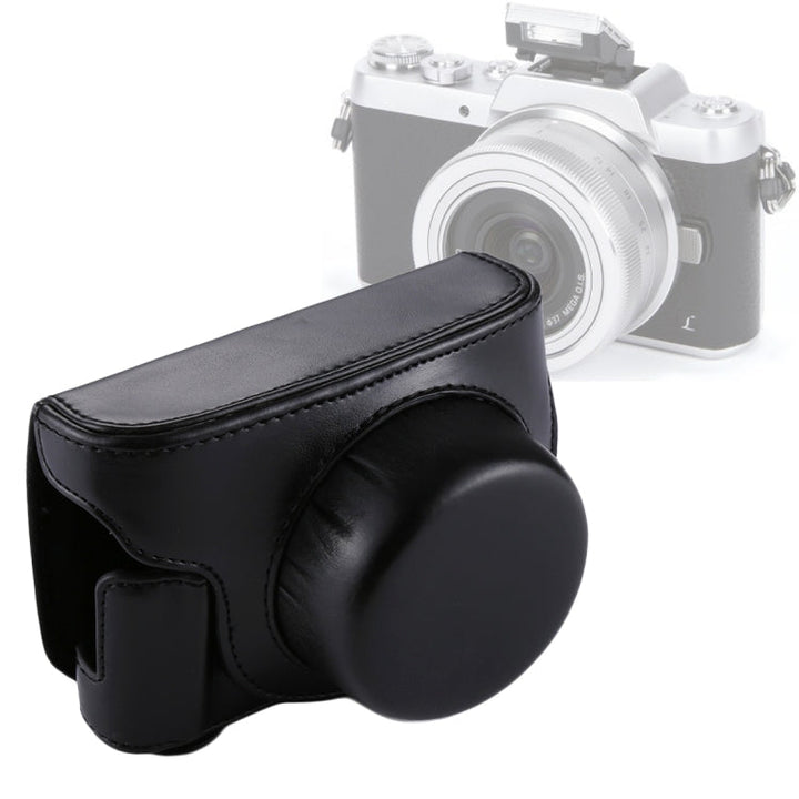 Stornfield | PU Leather Camera Bag with Shoulder Strap for Panasonic Lumix GF7 / GF8 / GF9 (12-32mm / 14-42mm Lens) (Black)