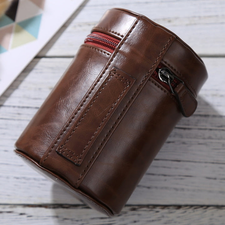 Stornfield | Medium PU Leather Zipper Lens Case for DSLR Camera Lens, Size: 13x9x9cm (Coffee)