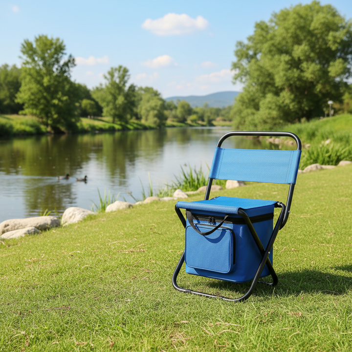 Contemporary Industrial Rectangular Oxford Fabric Steel Pipe Foldable Camping Chair Backrest Armless For Garden & Outdoor Patio | Stornfield
