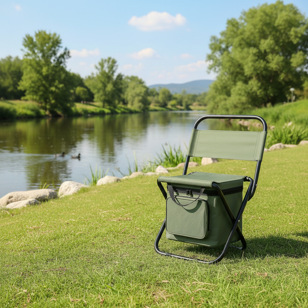 Contemporary Industrial Rectangular Oxford Fabric Steel Pipe Foldable Camping Chair Backrest Armless For Garden & Outdoor Patio | Stornfield