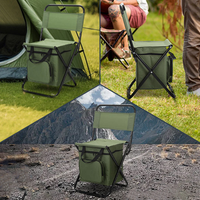 Contemporary Industrial Rectangular Oxford Fabric Steel Pipe Foldable Camping Chair Backrest Armless For Garden & Outdoor Patio | Stornfield