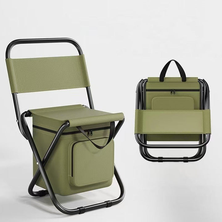 Contemporary Industrial Rectangular Oxford Fabric Steel Pipe Foldable Camping Chair Backrest Armless For Garden & Outdoor Patio | Stornfield