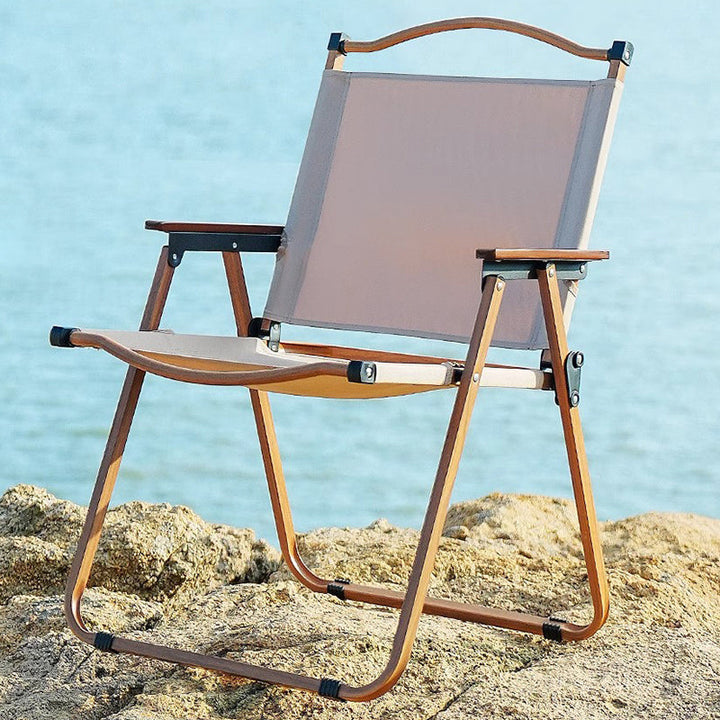 Modern Minimalist Rectangle Beech Wood Carbon Steel Oxford Fabric Outdoor Foldable Camping Chair Backrest Armrest For Garden | Stornfield