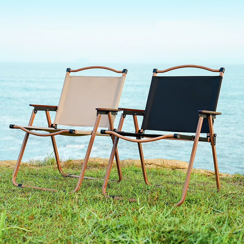 Modern Minimalist Rectangle Beech Wood Carbon Steel Oxford Fabric Outdoor Foldable Camping Chair Backrest Armrest For Garden | Stornfield