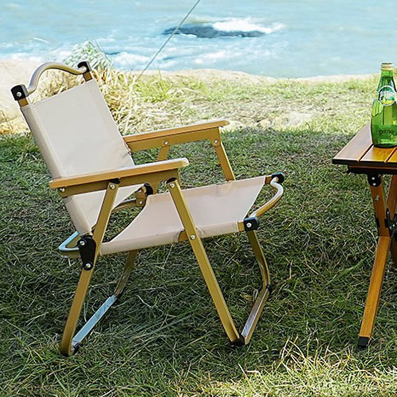 Modern Minimalist Rectangle Beech Wood Carbon Steel Oxford Fabric Outdoor Foldable Camping Chair Backrest Armrest For Garden | Stornfield