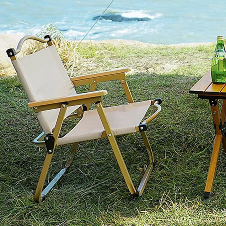 Modern Minimalist Rectangle Beech Wood Carbon Steel Oxford Fabric Outdoor Foldable Camping Chair Backrest Armrest For Garden | Stornfield