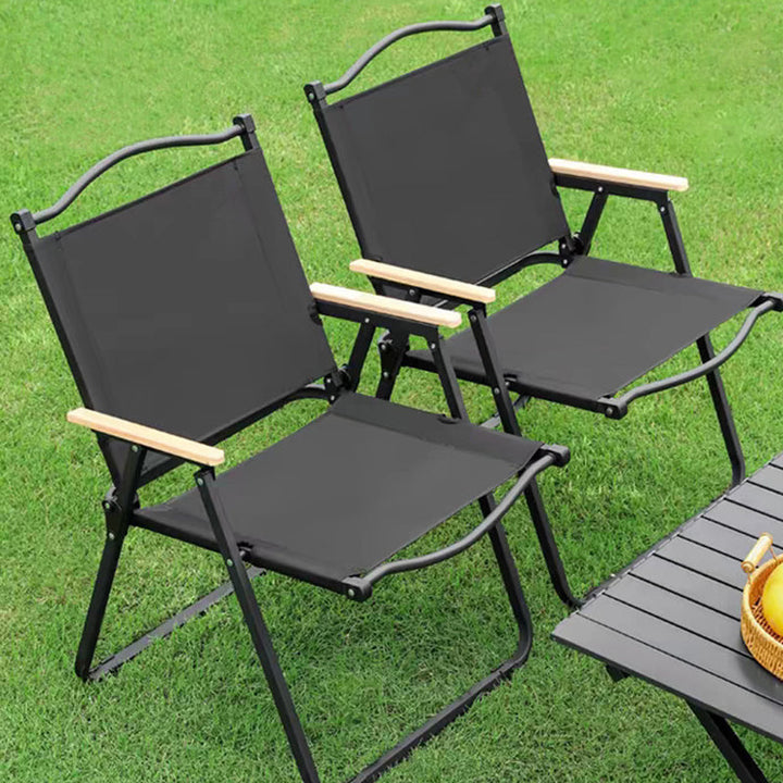 Modern Minimalist Rectangle Beech Wood Carbon Steel Oxford Fabric Outdoor Foldable Camping Chair Backrest Armrest For Garden | Stornfield