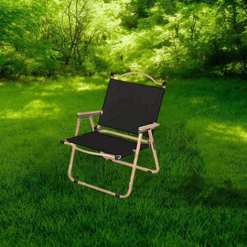 Modern Minimalist Rectangle Beech Wood Carbon Steel Oxford Fabric Outdoor Foldable Camping Chair Backrest Armrest For Garden | Stornfield