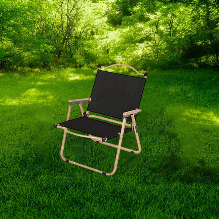 Modern Minimalist Rectangle Beech Wood Carbon Steel Oxford Fabric Outdoor Foldable Camping Chair Backrest Armrest For Garden | Stornfield