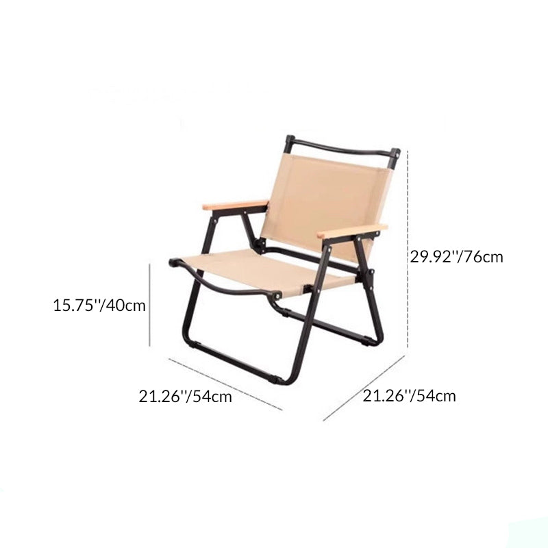 Modern Minimalist Rectangle Beech Wood Carbon Steel Oxford Fabric Outdoor Foldable Camping Chair Backrest Armrest For Garden | Stornfield