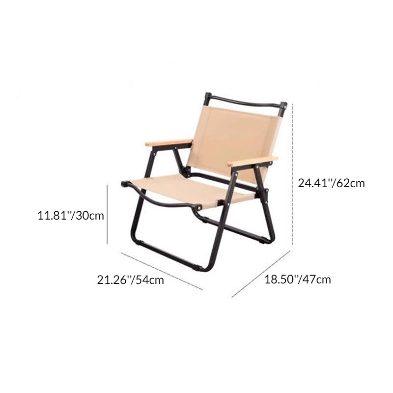 Modern Minimalist Rectangle Beech Wood Carbon Steel Oxford Fabric Outdoor Foldable Camping Chair Backrest Armrest For Garden | Stornfield