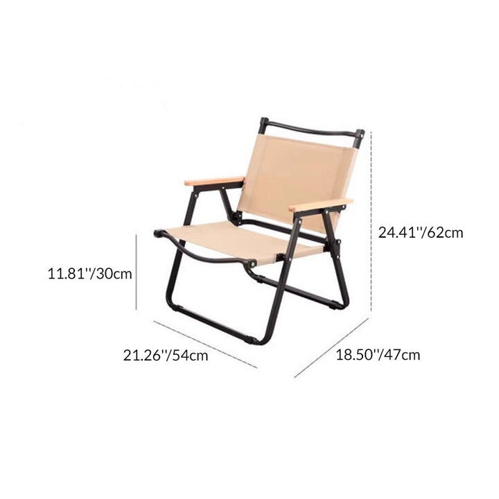 Modern Minimalist Rectangle Beech Wood Carbon Steel Oxford Fabric Outdoor Foldable Camping Chair Backrest Armrest For Garden | Stornfield