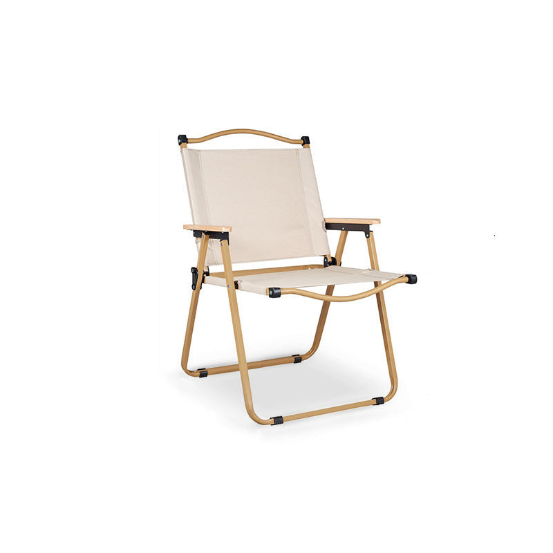 Modern Minimalist Rectangle Outdoor Carbon Steel Aluminum Alloy Beech Wood Oxford Fabric PET Foldable Portable Detachable Camping Chair Backrest Armrest For Garden | Stornfield