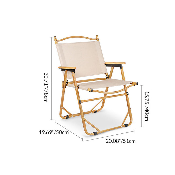Modern Minimalist Rectangle Outdoor Carbon Steel Aluminum Alloy Beech Wood Oxford Fabric PET Foldable Portable Detachable Camping Chair Backrest Armrest For Garden | Stornfield