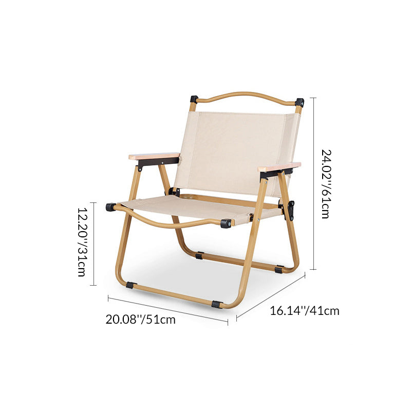 Modern Minimalist Rectangle Outdoor Carbon Steel Aluminum Alloy Beech Wood Oxford Fabric PET Foldable Portable Detachable Camping Chair Backrest Armrest For Garden | Stornfield