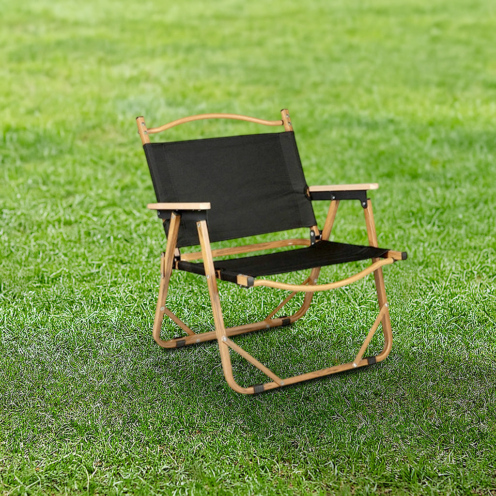 Modern Minimalist Rectangle Outdoor Carbon Steel Aluminum Alloy Beech Wood Oxford Fabric PET Foldable Portable Detachable Camping Chair Backrest Armrest For Garden | Stornfield