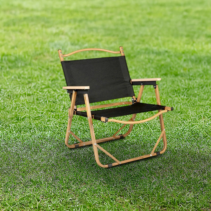 Modern Minimalist Rectangle Outdoor Carbon Steel Aluminum Alloy Beech Wood Oxford Fabric PET Foldable Portable Detachable Camping Chair Backrest Armrest For Garden | Stornfield