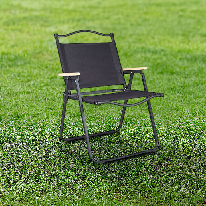 Modern Minimalist Rectangle Outdoor Carbon Steel Aluminum Alloy Beech Wood Oxford Fabric PET Foldable Portable Detachable Camping Chair Backrest Armrest For Garden | Stornfield