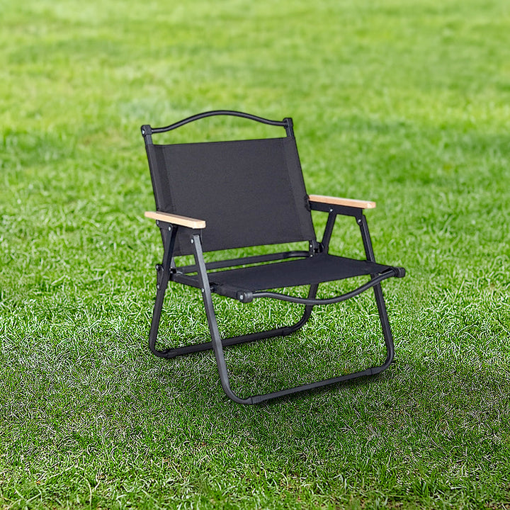 Modern Minimalist Rectangle Outdoor Carbon Steel Aluminum Alloy Beech Wood Oxford Fabric PET Foldable Portable Detachable Camping Chair Backrest Armrest For Garden | Stornfield