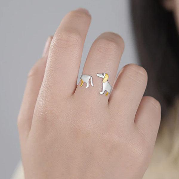 Dachshund Dog 925 Silver Adjustable Ring | Stornfield