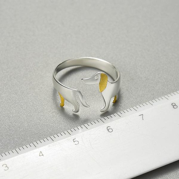 Dachshund Dog 925 Silver Adjustable Ring | Stornfield