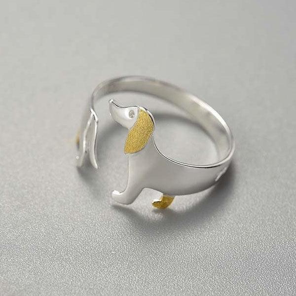 Dachshund Dog 925 Silver Adjustable Ring | Stornfield