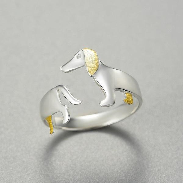 Dachshund Dog 925 Silver Adjustable Ring | Stornfield