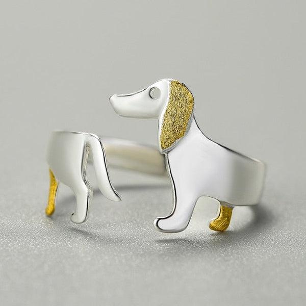 Dachshund Dog 925 Silver Adjustable Ring | Stornfield