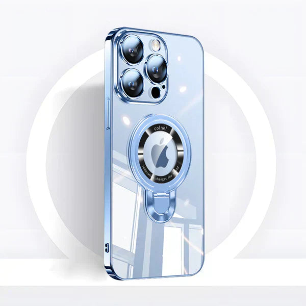 Stornfield | iPhone MagSafe Series | Electroplated Plastic Clear Phone Case with Rotating Kickstand