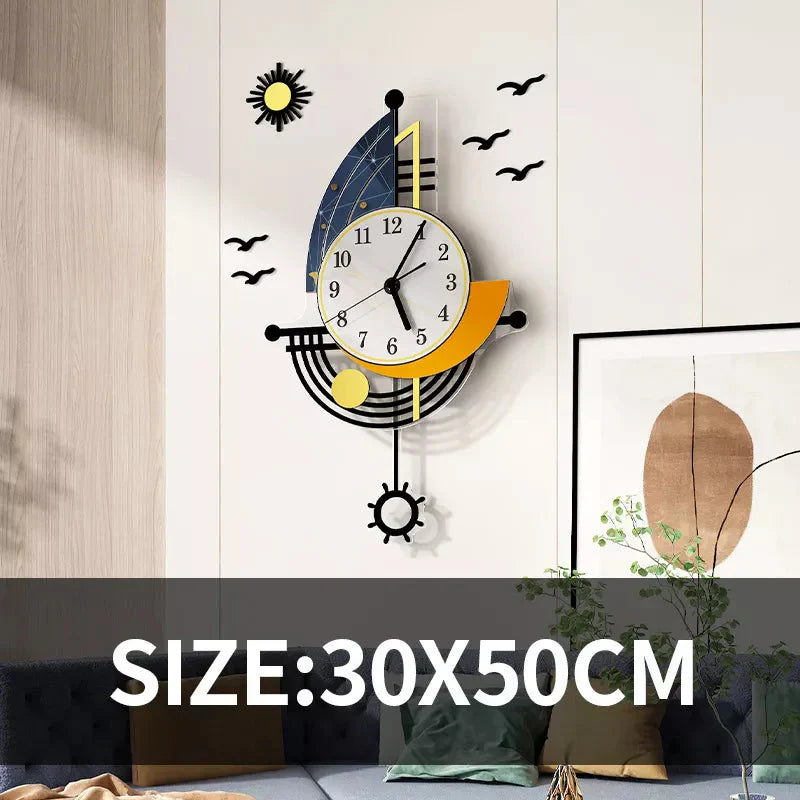 Stornfield | Decorative Wall Clock Sailboat Navigation Creative Design Clock Indoor Clock Wall Decoration Living Room Background Decor